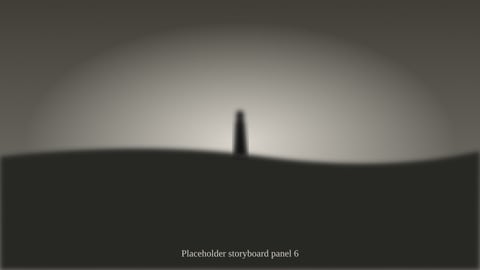 Panel 6: The beam turns on, cutting across the dark water.